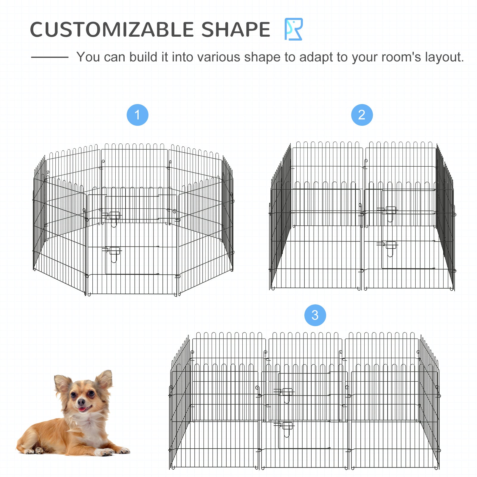 30inch 8-Panel Octagon Pet Exercise Playpen Crate Foldable Dog Cage Pen Puppy Kennel, Black Houses, Kennels & Pens   at Gallery Canada