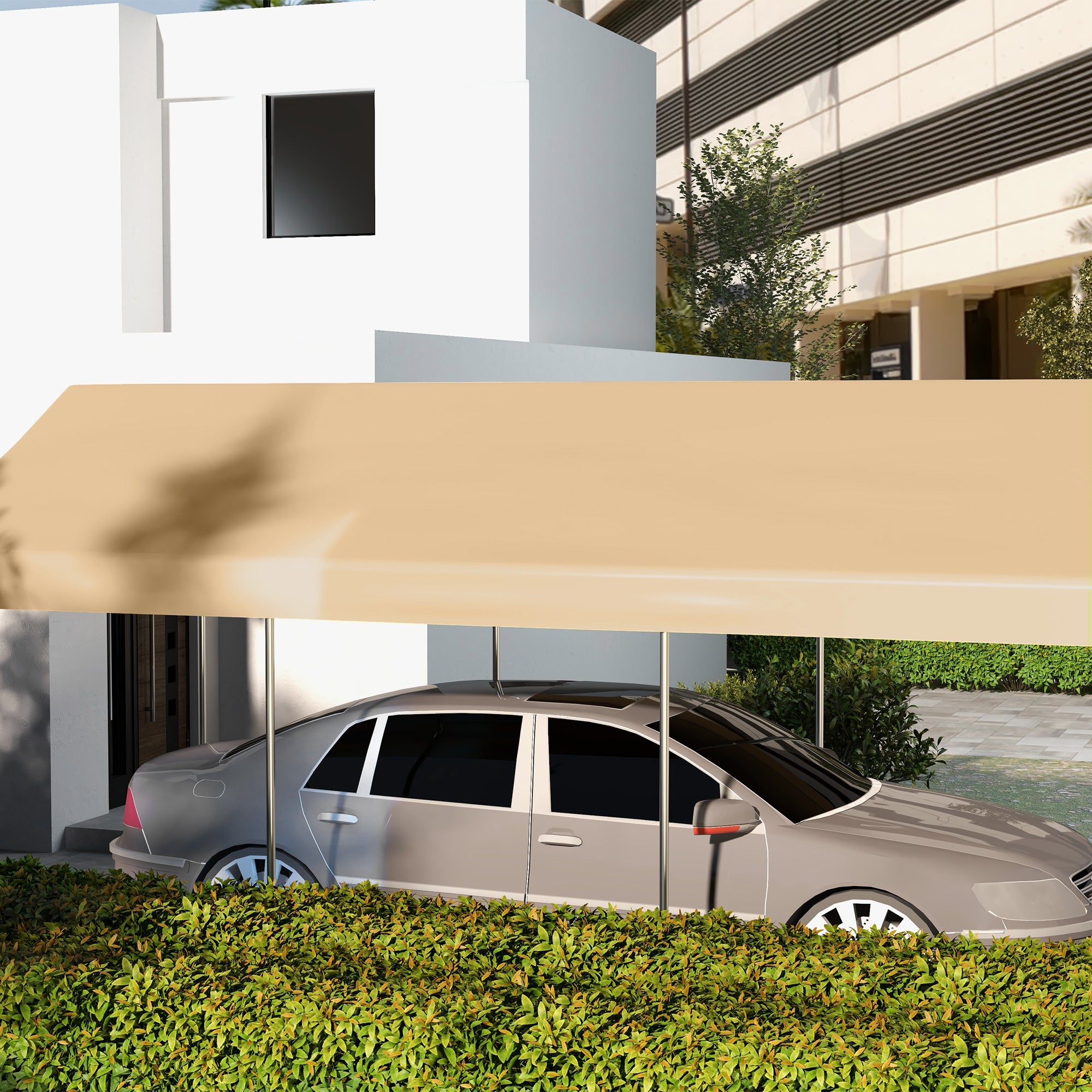 10 x 20ft Carport Replacement Canopy, UV Resistant Garage Car Cover with Ball Bungee Cords, Beige Gazebo Canopy Replacement at Gallery Canada