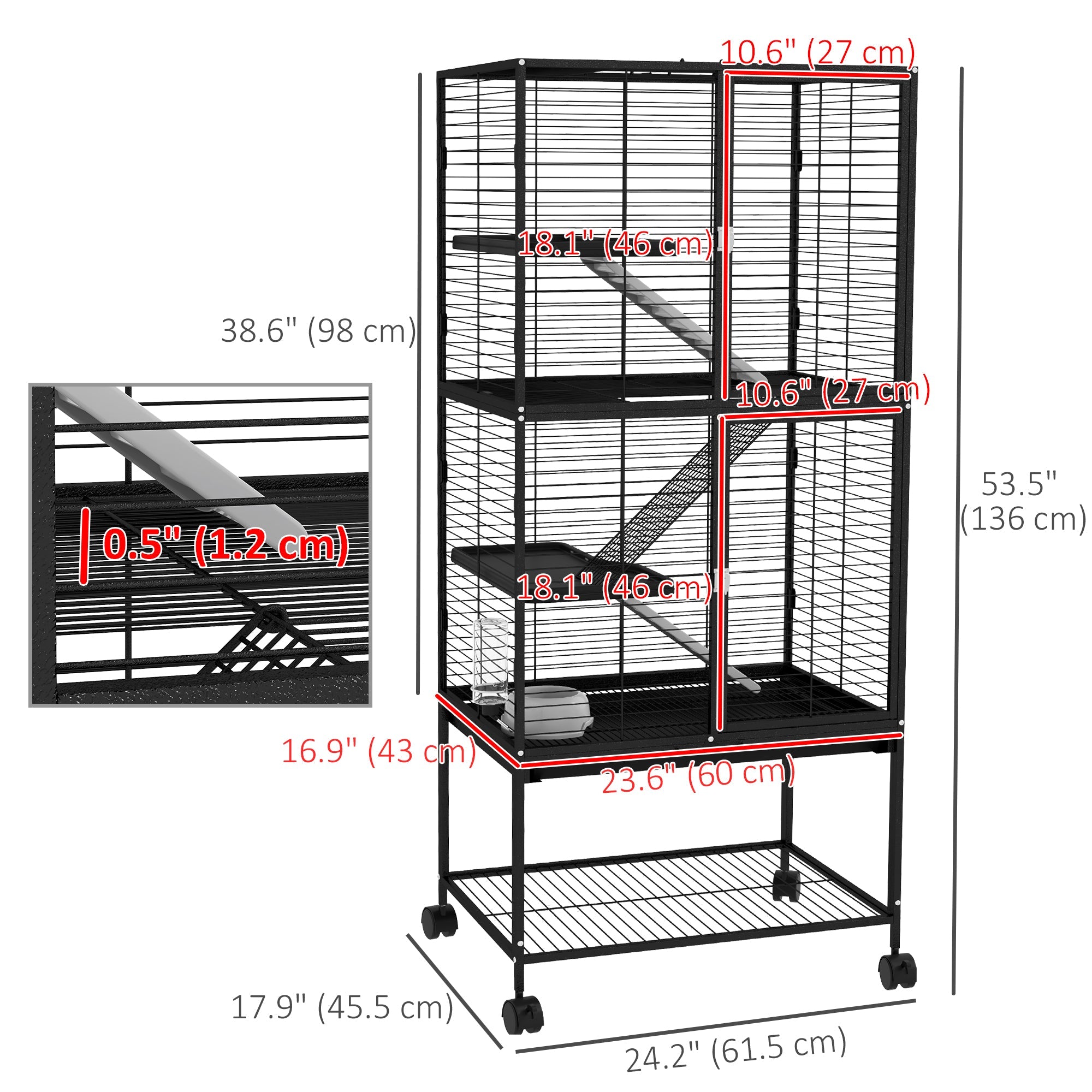 Rolling Small Animal Cage 53.5