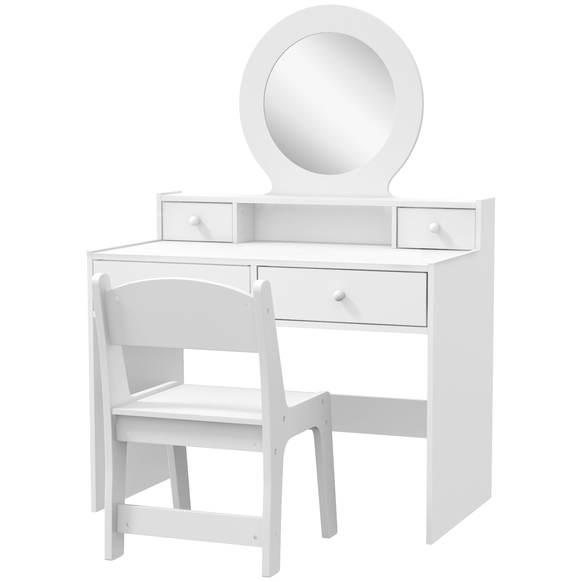 Kids Vanity Set, Children Makeup Table with Mirror, Stool and Storage Drawers, for Ages 3-8, White Toy Vanity   at Gallery Canada