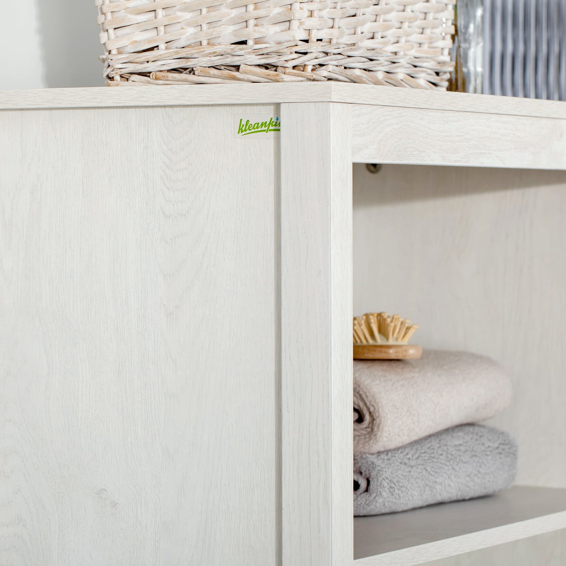 Tall Bathroom Storage Cabinet with 3 Tier Shelf, Bookcase with Glass Doors, Freestanding Linen Tower with Adjustable Shelves, Antique White Bathroom Cabinets   at Gallery Canada