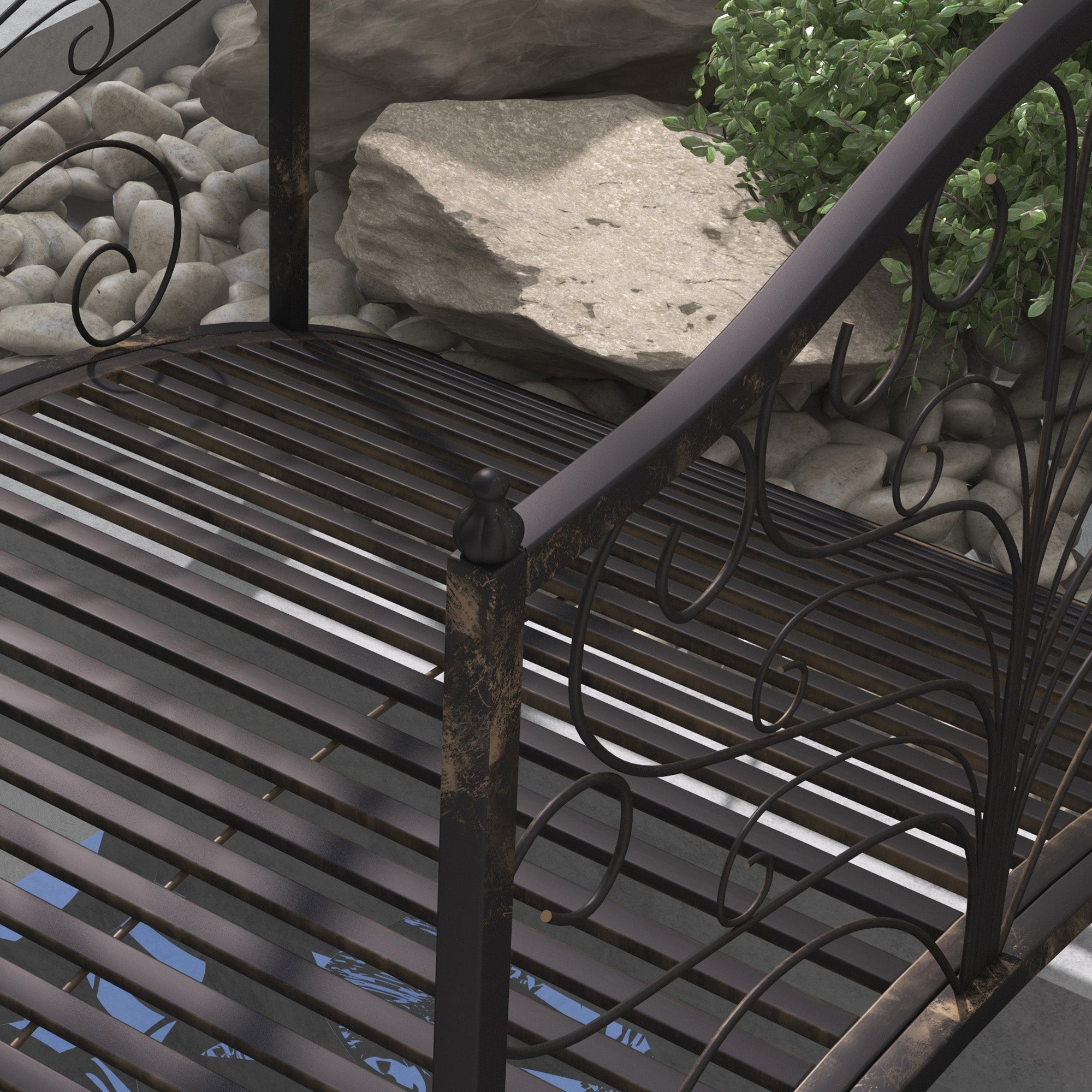 4FT Metal Garden Bridge Decorative Arc Bridge with Guardrails Black Bronze Garden Bridges at Gallery Canada