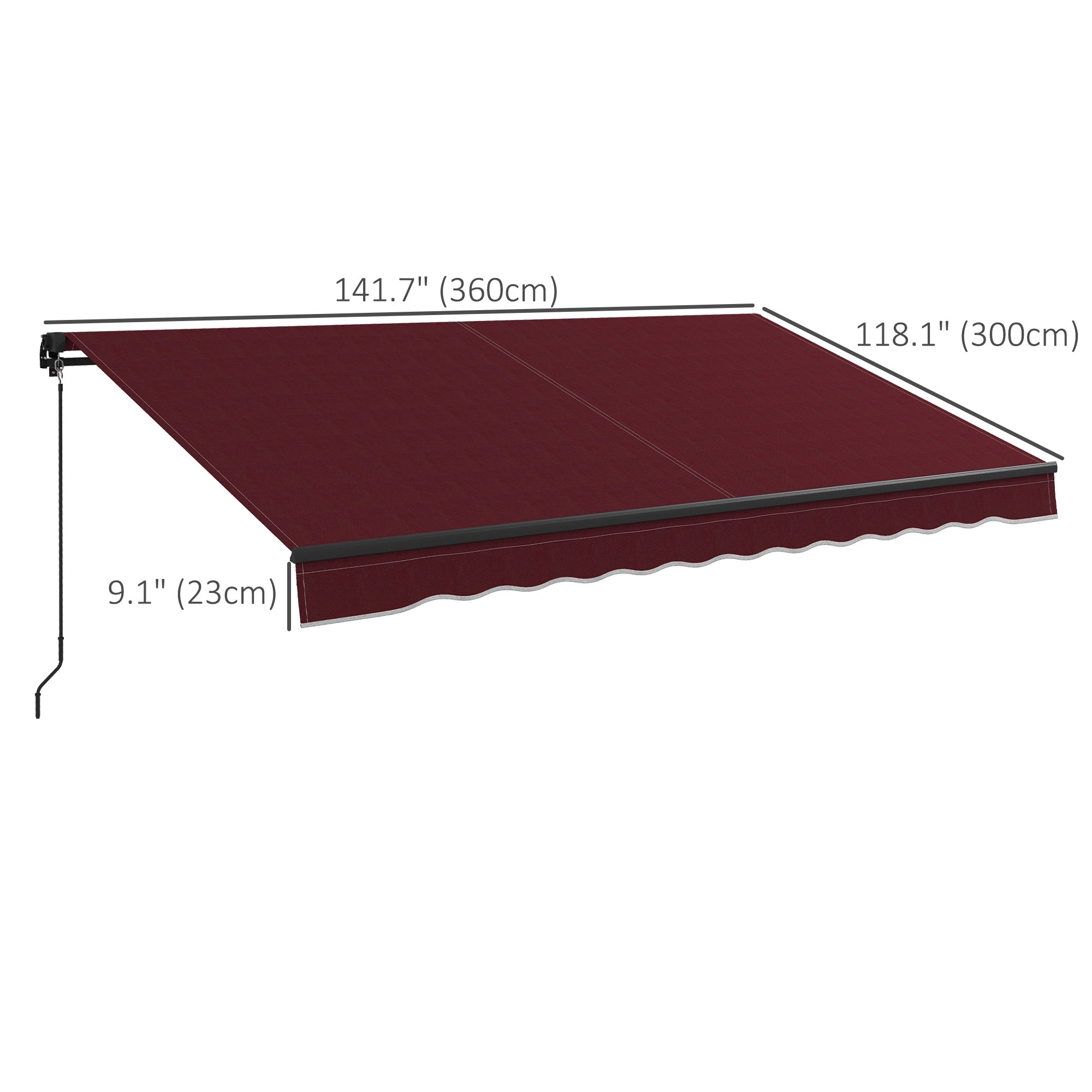 12' x 10' Retractable Awning, 280gsm UV Resistant Sunshade Shelter, for Deck, Balcony, Yard, Wine Red Deck Awnings at Gallery Canada