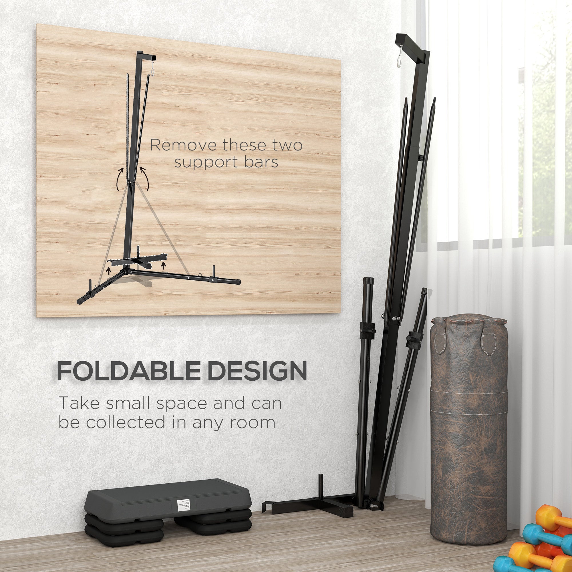 Foldable Punch Bag Stand, Adjustable Height Heavy Bag Stand with Weighted Base, Freestanding for Home Gym, Stand Only Punching Bag Hangers at Gallery Canada