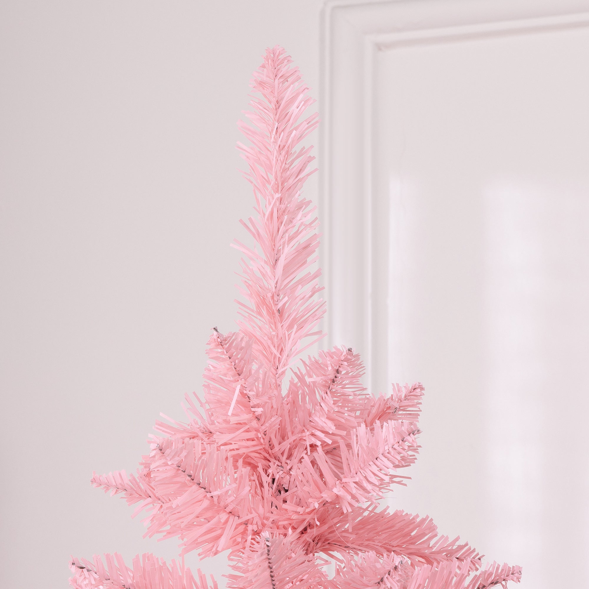 7ft Tall Pencil Artificial Christmas Tree with 687 Branch Tips with Steel Base, Pink Pencil Christmas Trees   at Gallery Canada