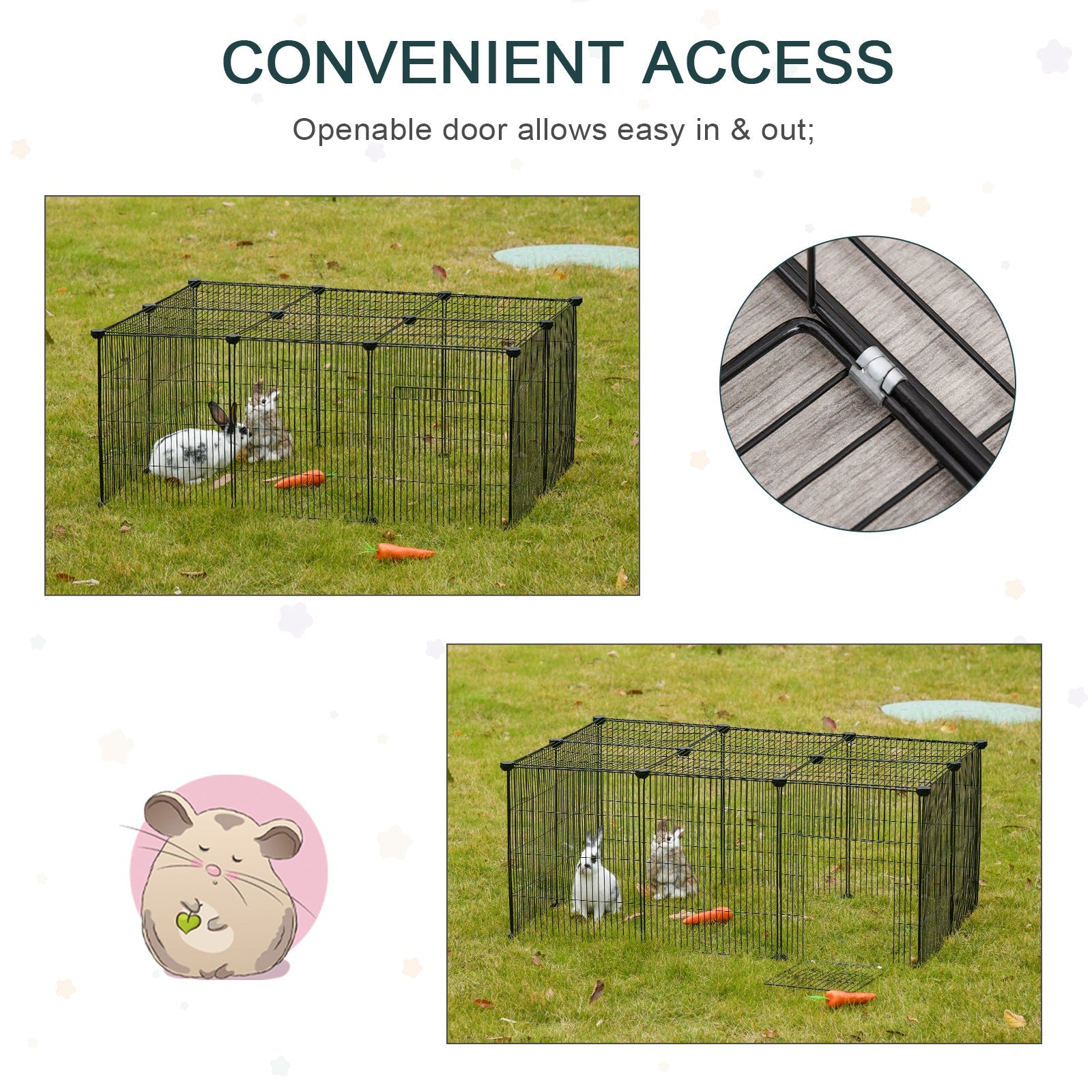 Small Animal Cage for Bunny, Guinea Pig, Chinchilla, Hedgehog, Portable Pet Enclosure with Door, 16 Panels Houses & Habitats   at Gallery Canada