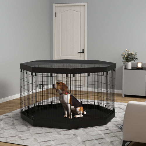 8 Panels Foldable Dog Playpen with Bottom Pad &; Top Cover, 36