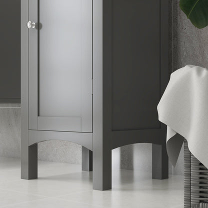 Tall Bathroom Cabinet, Freestanding Storage Organizer with Adjustable Shelves and Cupboards, 15" x 13" x 63", Grey Bathroom Cabinets   at Gallery Canada