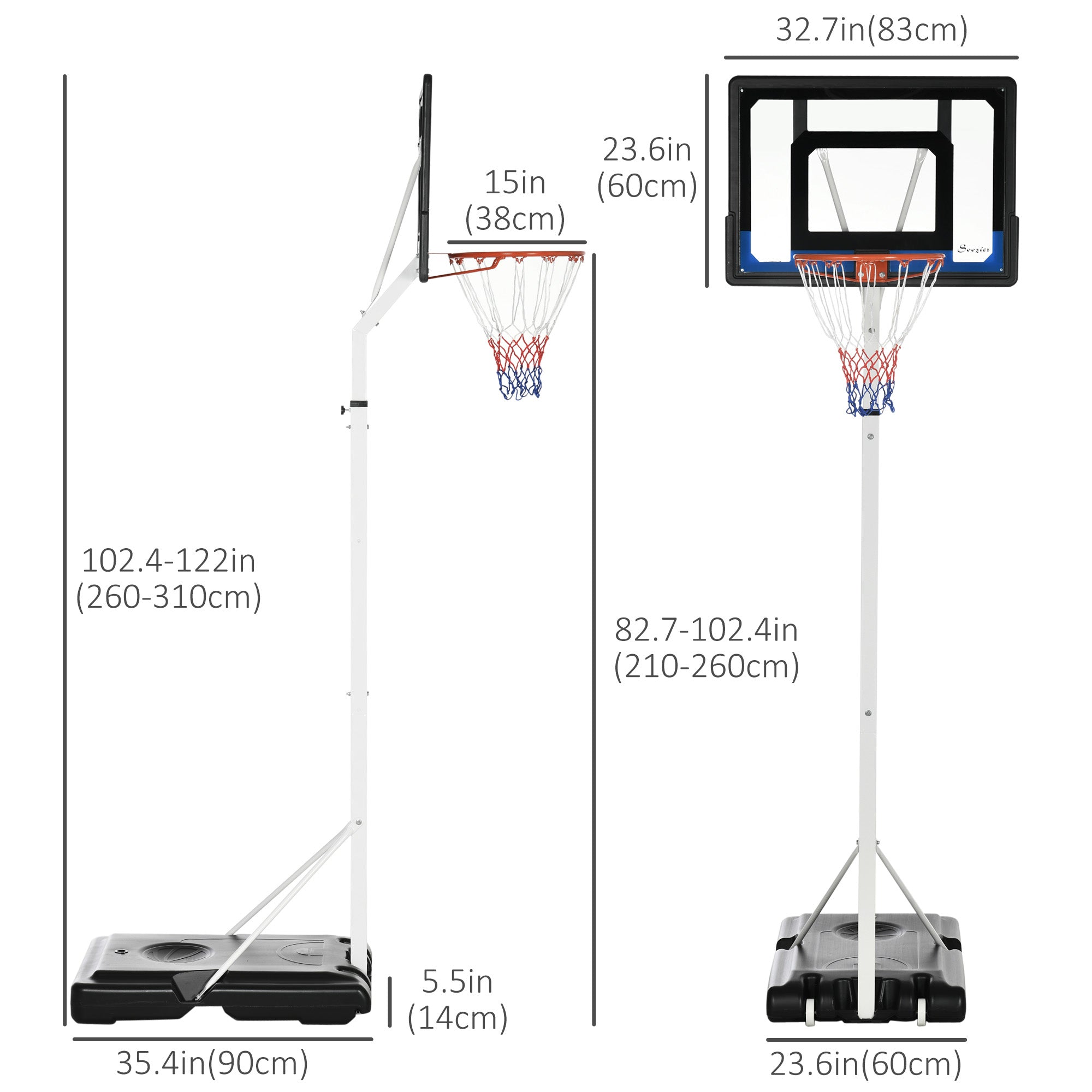 Adjustable Basketball Hoop and Basketball Stand w/ Sturdy Backboard and Weighted Base, Portable on Wheels Basketball   at Gallery Canada