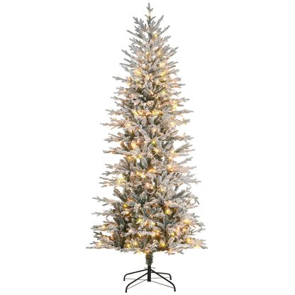 7' Pre Lit Artificial Flocked Christmas Trees, with Snow Branches, Warm Yellow Clear Lights, Auto Open, Extra Bulb Pre Lit Christmas Trees   at Gallery Canada