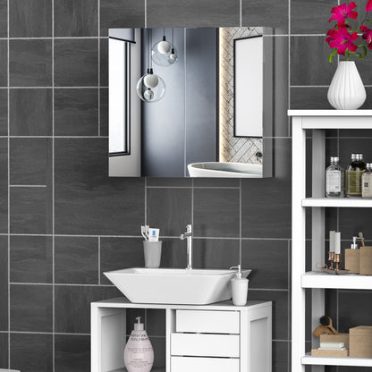 Wall Mounted Mirror Cabinet, Bathroom Medicine Cabinet with Mirror, 2 Doors and 3-tier Shelving, Silver Mirror Medicine Cabinets Silver  at Gallery Canada