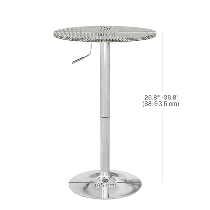 Adjustable Bar Table for 2, Round Pub Table with PE Rattan Top and Steel Base for Home Bar, Small Dining Room, Grey Bar Tables at Gallery Canada