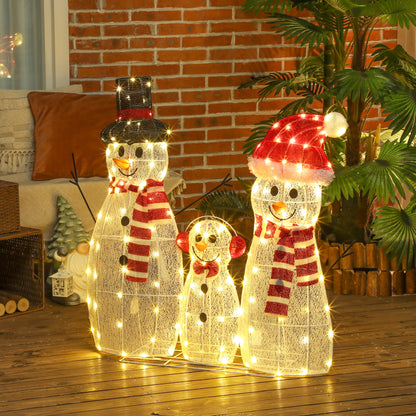 3-Piece Light Up Christmas Snowman Family Set of 3 Lighted Snowman Christmas Decoration for Indoor Outdoor White Christmas Decorations   at Gallery Canada