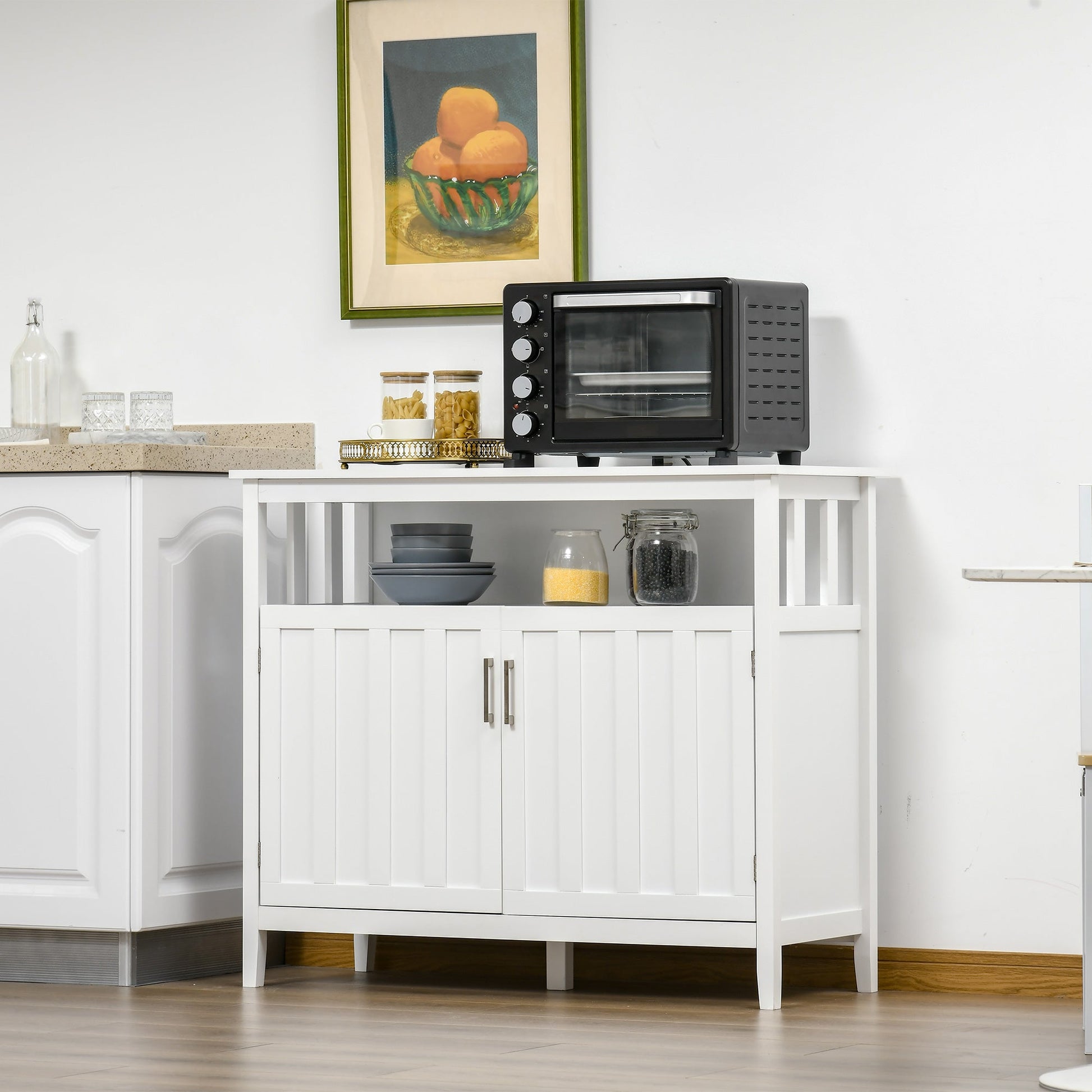 Sideboard Buffet Server Storage Cabinet Console Table with 2 Doors and Adjustable Shelves for Kitchen &; Dining Room, White Bar Cabinets   at Gallery Canada