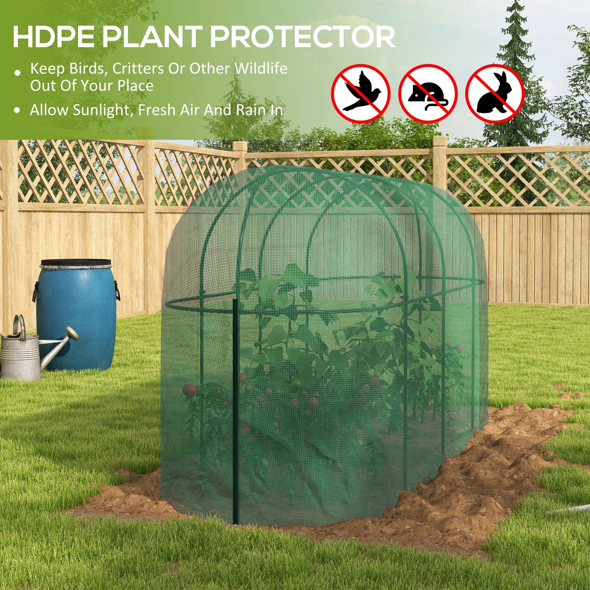 9.8' x 3.3' Plant Protector Tent, Crop Cage with Zipped Door and Ground Stakes, for Garden, Yard, Lawn Walk In Greenhouses   at Gallery Canada