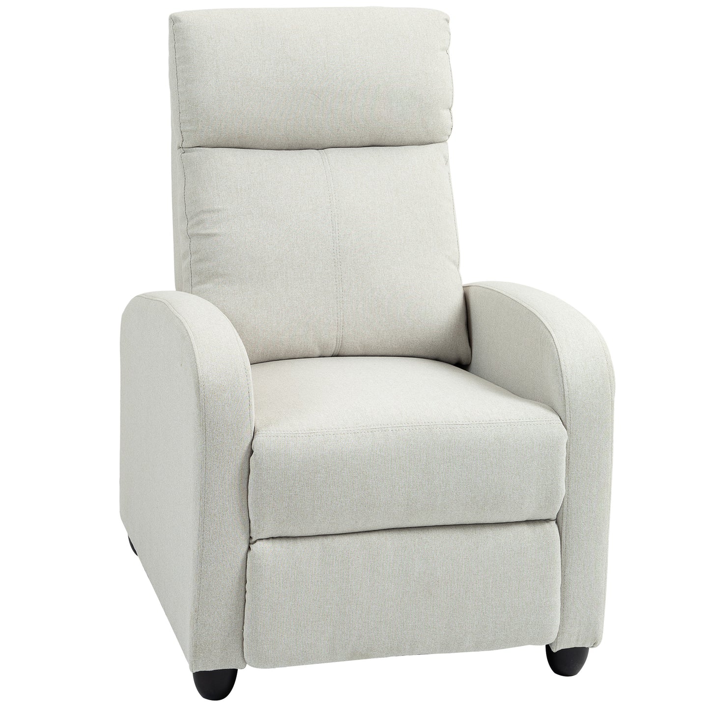 Fabric Recliner Chair Manual Home Theater Seating Single Reclining Sofa Chair with Padded Seat for Living Room, Cream White Single Sofas   at Gallery Canada