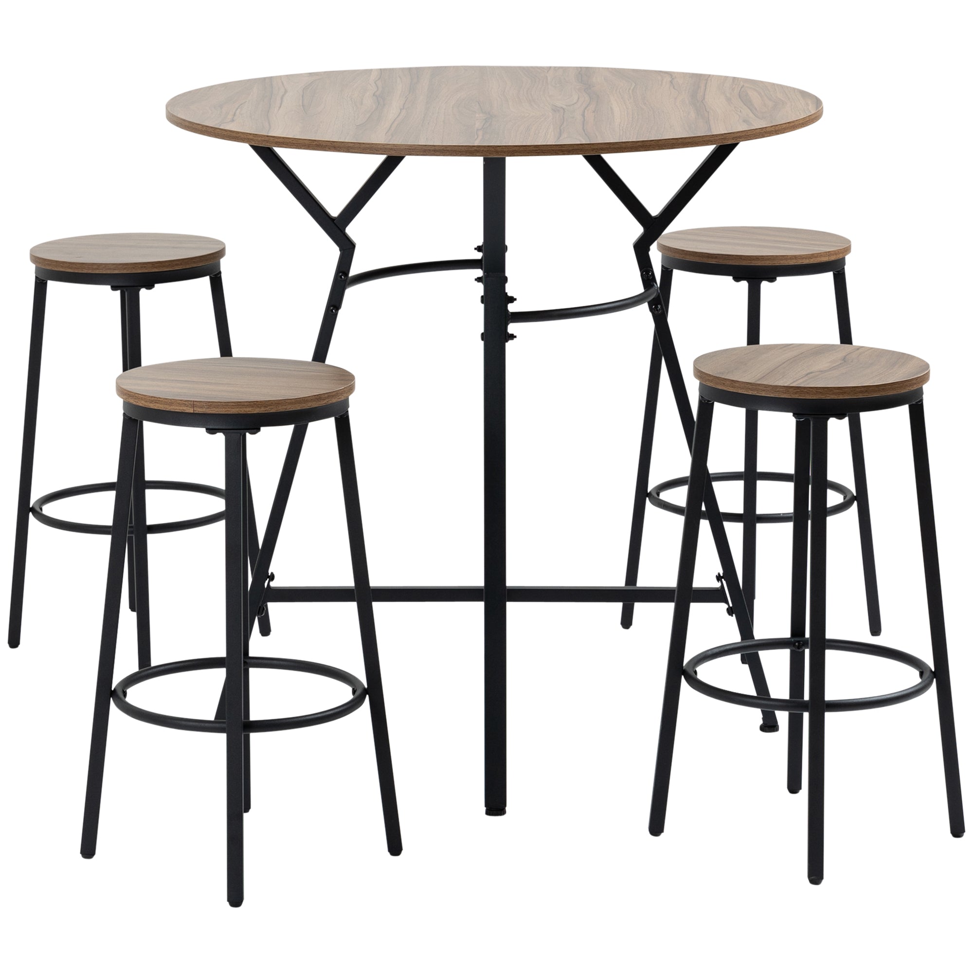 5-Piece Counter Height Bar Table and Chairs, Round Dining Table and Chairs Set for 4, Pub Table and Chairs Bar Sets   at Gallery Canada