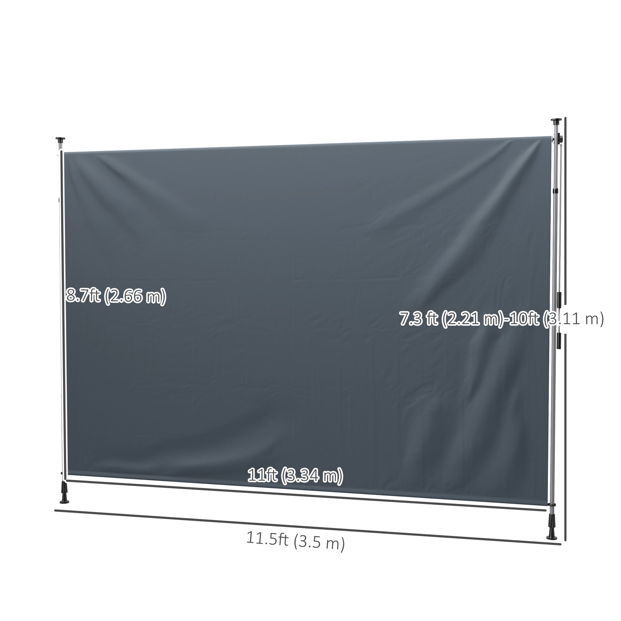 11.5' x 10' Manual Retractable Patio Awning, Outdoor Privacy Screen with UPF30+ &; Water-Resistant Fabric, Dark Grey Patio Awnings at Gallery Canada