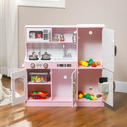 Play Kitchen for Kids, Kids Kitchen Playset w/ Chalkboard, Ice Maker, Play Phone, Sink, Microwave Play Kitchen   at Gallery Canada