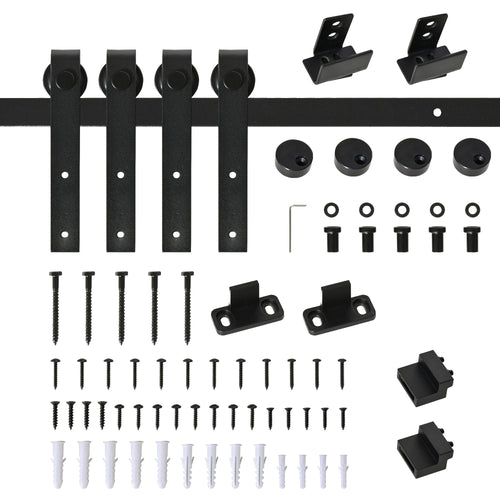 6FT Barn Door Hardware Kit, Cabinet Door Hardware for Sliding Double Door Cabinets Wardrobe TV Stand