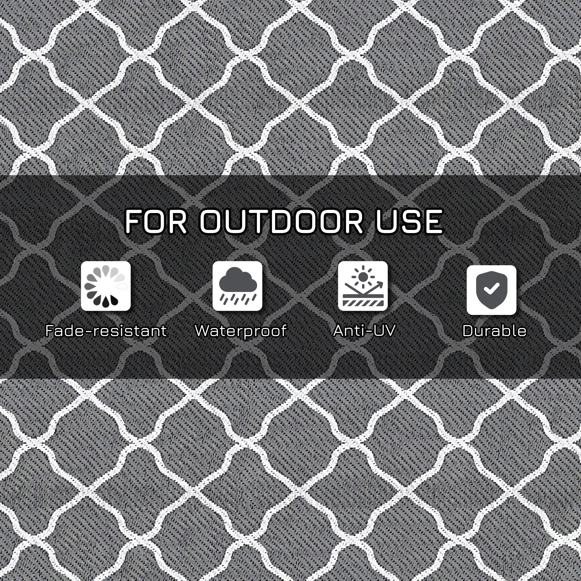 Waterproof Outdoor Rug, 6' x 9' RV Rug Reversible Mat for Backyard, Deck, Picnic, Beach, Camping, Grey &; White Net Outdoor Reversible Rugs at Gallery Canada