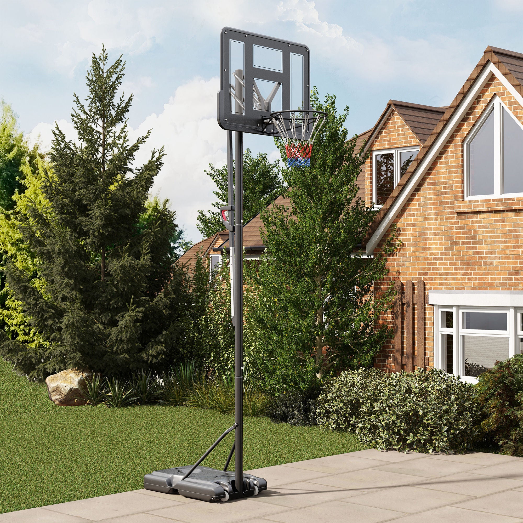 7.7-10ft Basketball Hoop, Freestanding Basketball System with 43'' Shatterproof Backboard and Wheels Basketball Black  at Gallery Canada