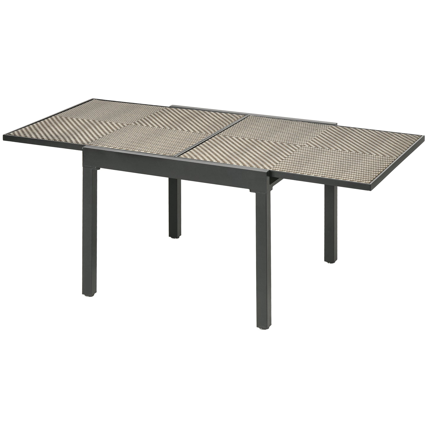 Extendable Rattan Dining Table, Patio Retractable Table, Aluminum Frame, 90/180 x 90 cm, Mixed Brown Patio Dinning Tables Multi Colour  at Gallery Canada