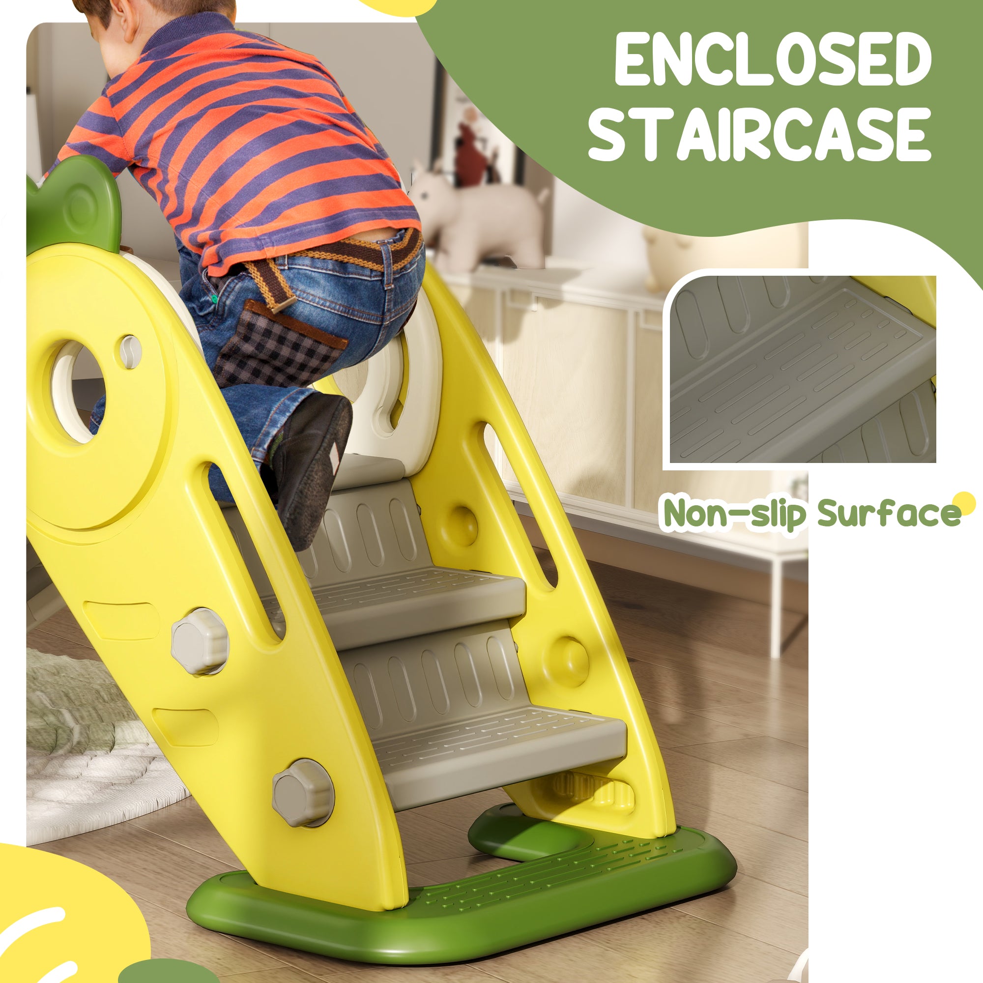 3 in 1 Foldable Toddler Slide with Basketball Hoop, Climber, for 1-3 Years Old, Yellow Gym Sets & Swings at Gallery Canada