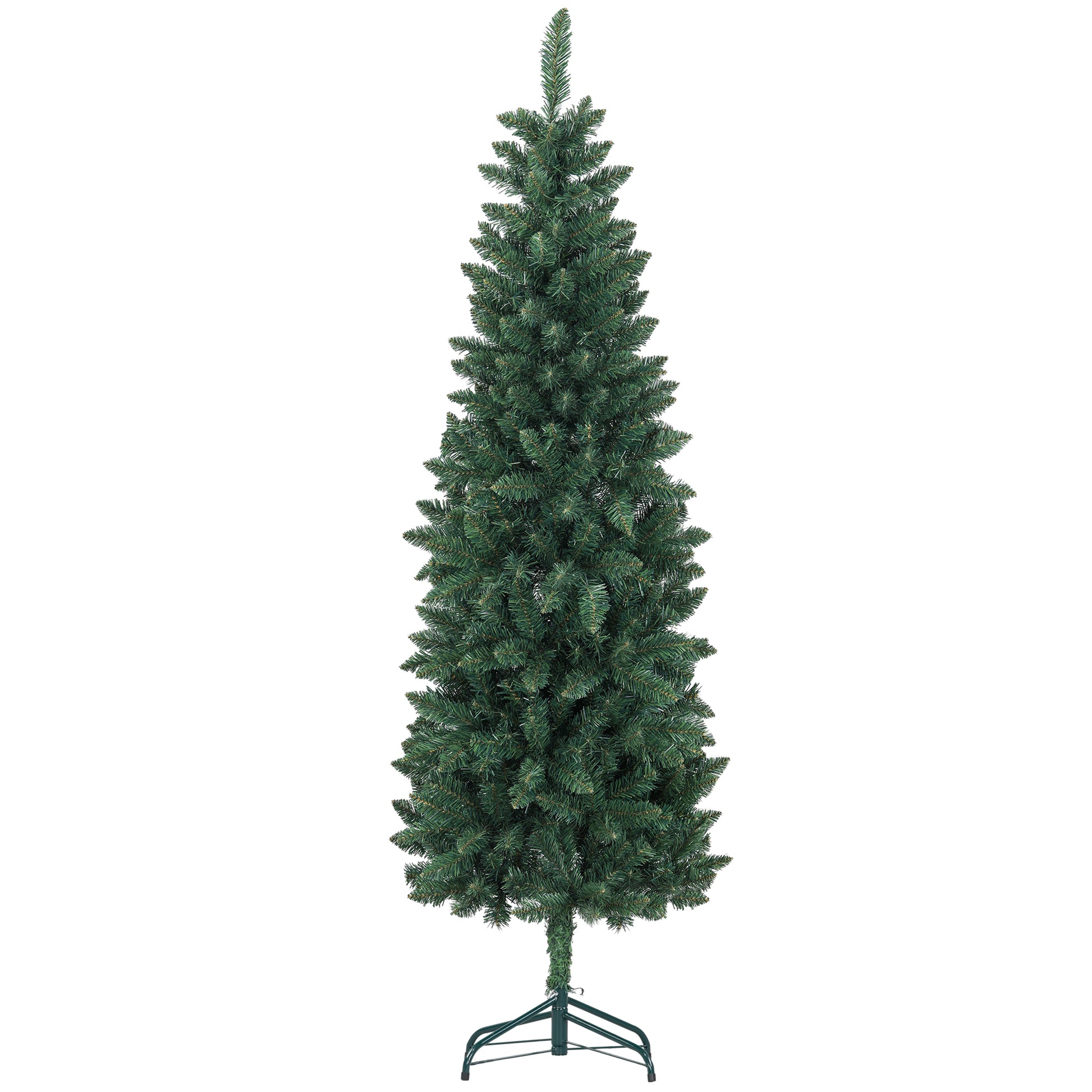 6ft Tall Pencil Artificial Christmas Tree with 479 Branch Tips with Steel Base, Green Pencil Christmas Trees   at Gallery Canada