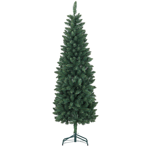 6ft Tall Pencil Artificial Christmas Tree with 479 Branch Tips with Steel Base, Green