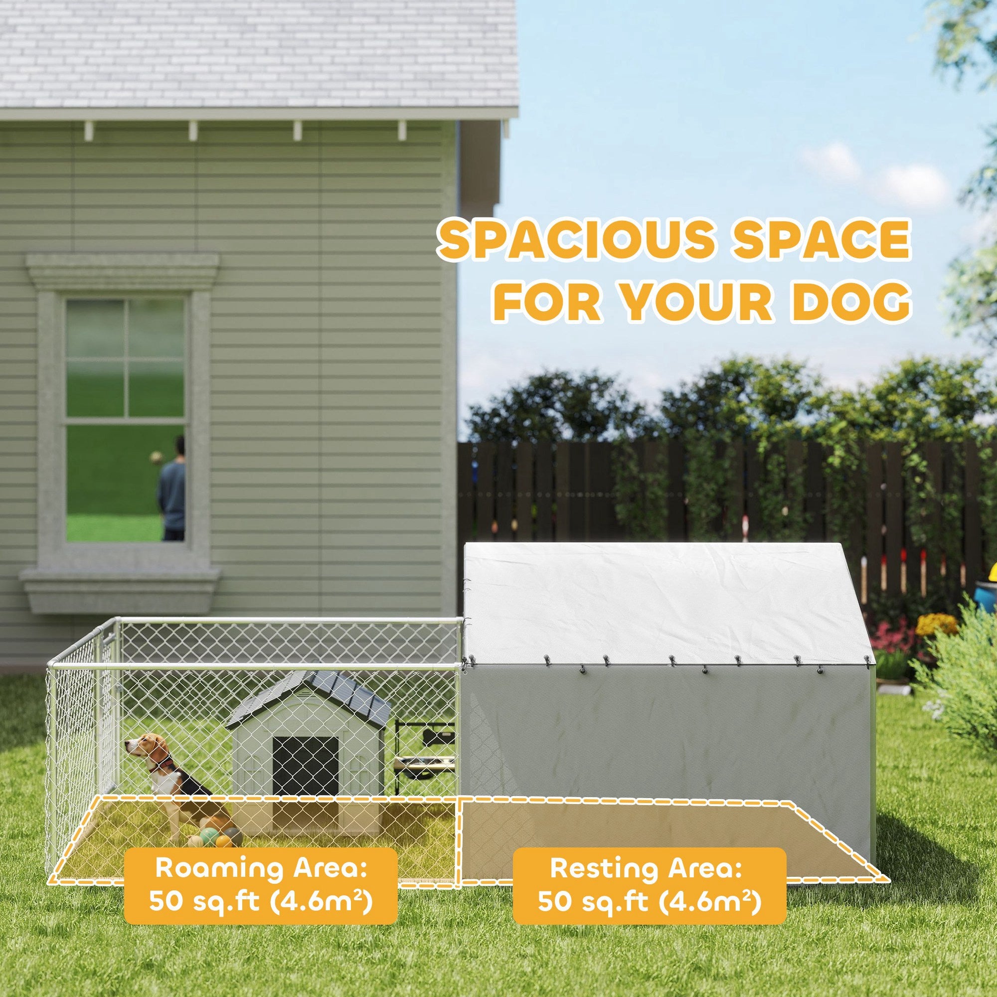 Galvanized Steel Dog Kennel Outdoor with Waterproof &; UV-Resistant Cover for Large Dogs, 13.1' x 7.5' x 4.9' Houses, Kennels & Pens at Gallery Canada