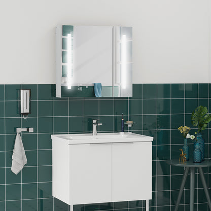 Illuminated Bathroom Mirror Cabinet 650 X 700Hmm LED Bathroom Mirror with Lights Touch Switch, Adjustable Shelf, USB Charge, White Mirror Medicine Cabinets   at Gallery Canada