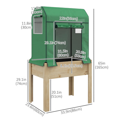 Raised Planter Box with PE Greenhouse Cover and Bed Liner, Wooden Garden Bed for Vegetables, Flowers, Herbs Elevated Garden Beds   at Gallery Canada