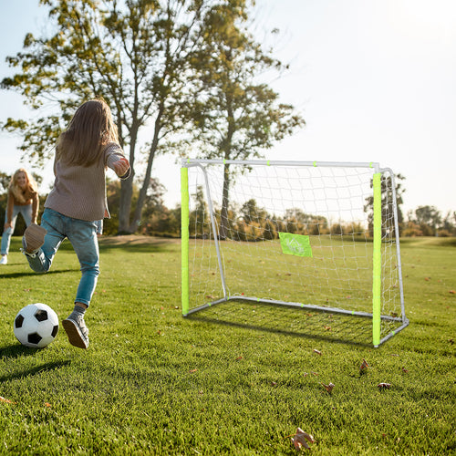 6ft x 4ft Soccer Goal Net with Metal Frame, PE Mesh, Ground Stakes, Easy Assembly, Yellow