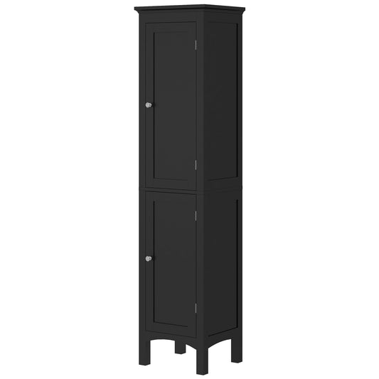 Tall Bathroom Cabinet, Freestanding Storage Organizer with Adjustable Shelves and Cupboards, 15" x 13" x 63", Black Bathroom Cabinets Black  at Gallery Canada
