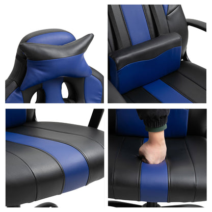 Adjustable Racing Gaming Chair High Back Racing Style with Lumbar Support and Pillow Blue Video Game Chairs   at Gallery Canada