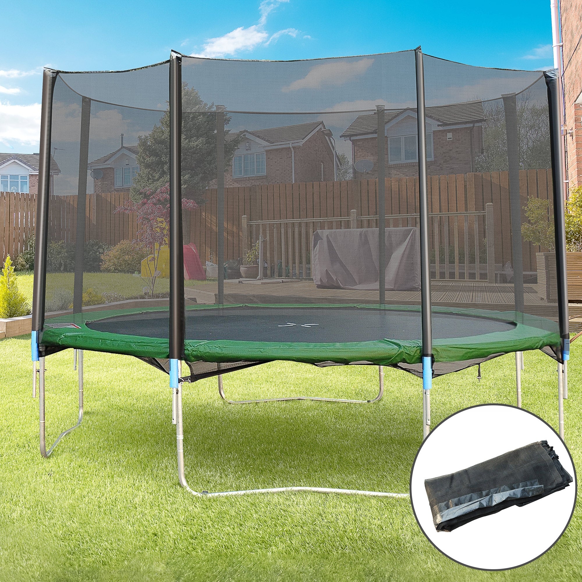 12FT Trampoline Net Enclosure Trampolining Bounce Safety Accessories w/ 8 Poles Net Enclosure Only, Black Trampolines at Gallery Canada