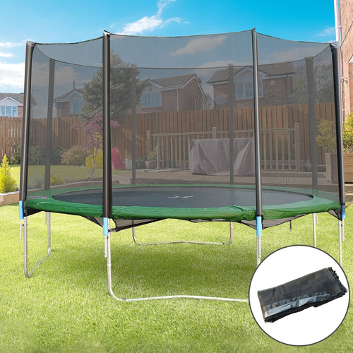 12FT Trampoline Net Enclosure Trampolining Bounce Safety Accessories w/ 8 Poles Net Enclosure Only, Black