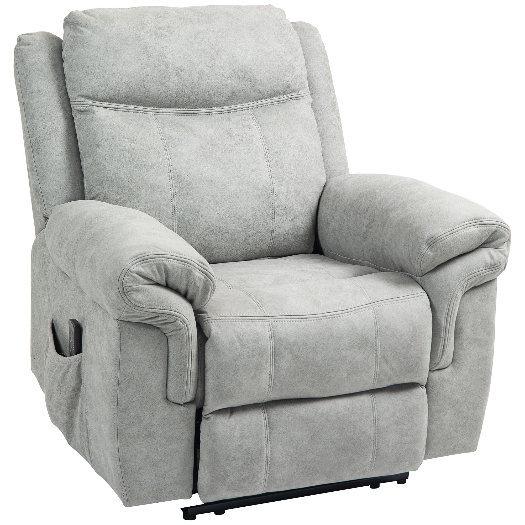 Manual Recliner Chair with Vibration Massage, Side Pockets, Microfibre Reclining Chair for Living Room, Grey Sofas & Reclining Chairs at Gallery Canada