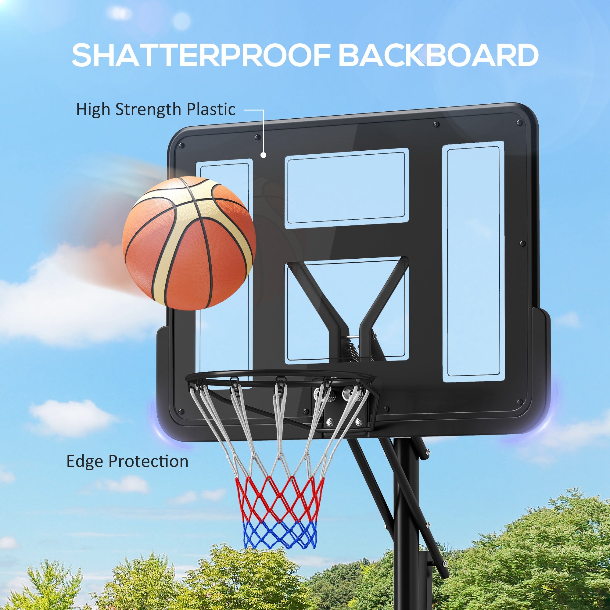 7.7-10ft Portable Basketball Hoop, Basketball Goal with Free Weight, Wheels, 43
