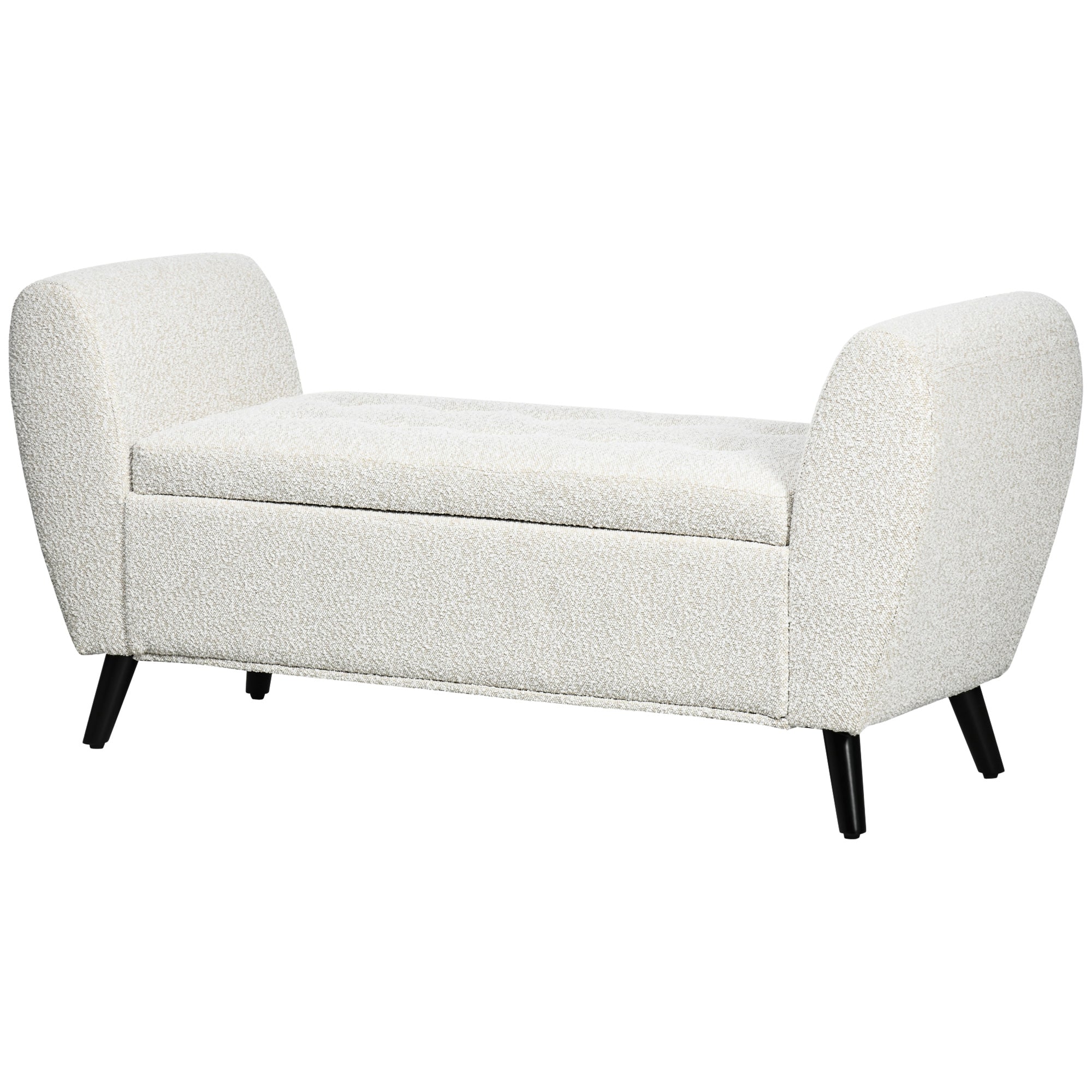 Upholstered Storage Bench with Arms, Modern Ottoman Bench for Bedroom, Entryway, and Living Room, Light Grey Storage Ottomans & Benches at Gallery Canada