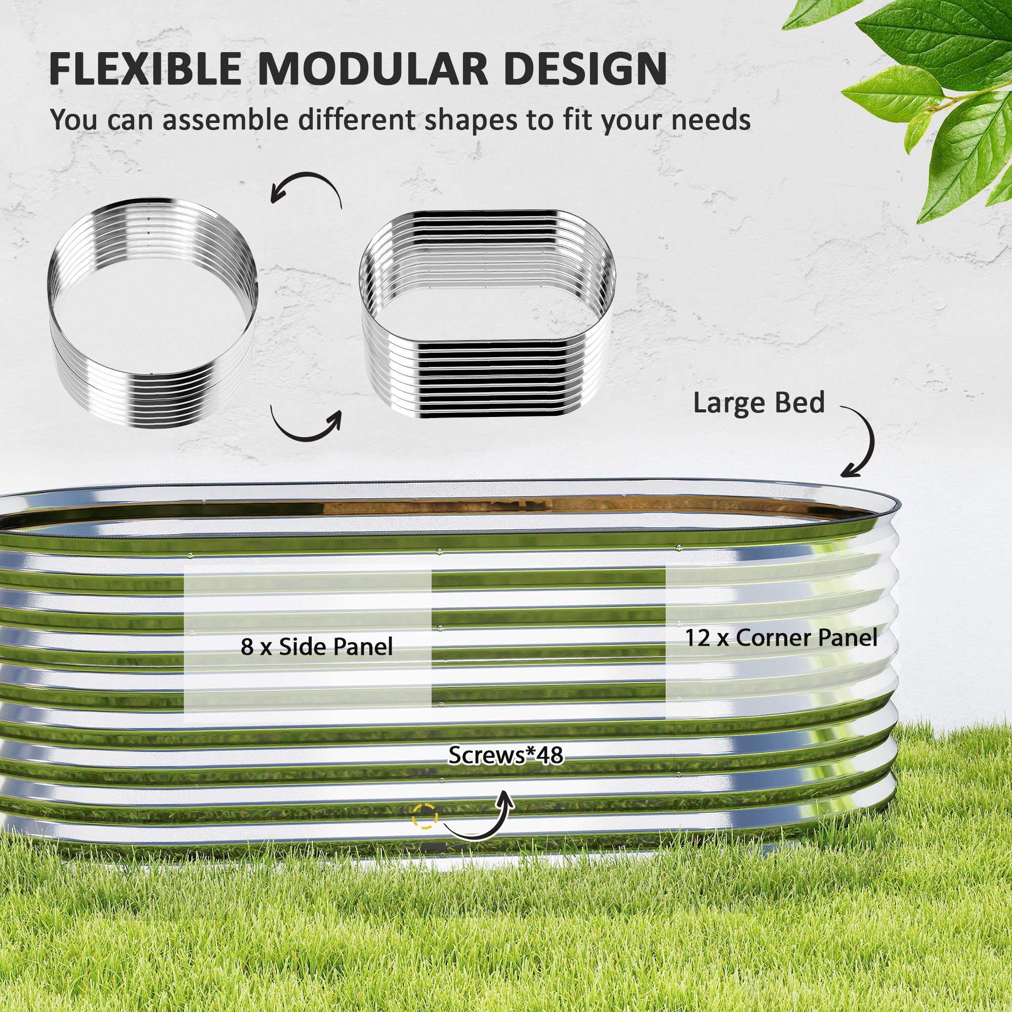 5 x 2.5 x 2ft Galvanized Raised Garden Bed, Easy DIY Oval Planter Box with Safety Edging and Gloves, Silver Raised Garden Beds at Gallery Canada