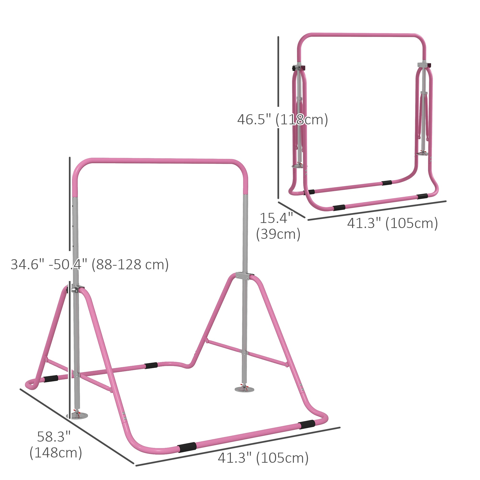 Foldable Gymnastics Bar for Kids, Expandable Gymnastics Equipment with Adjustable Height for Boys Girls, Pink Baby Gym & Playmats at Gallery Canada