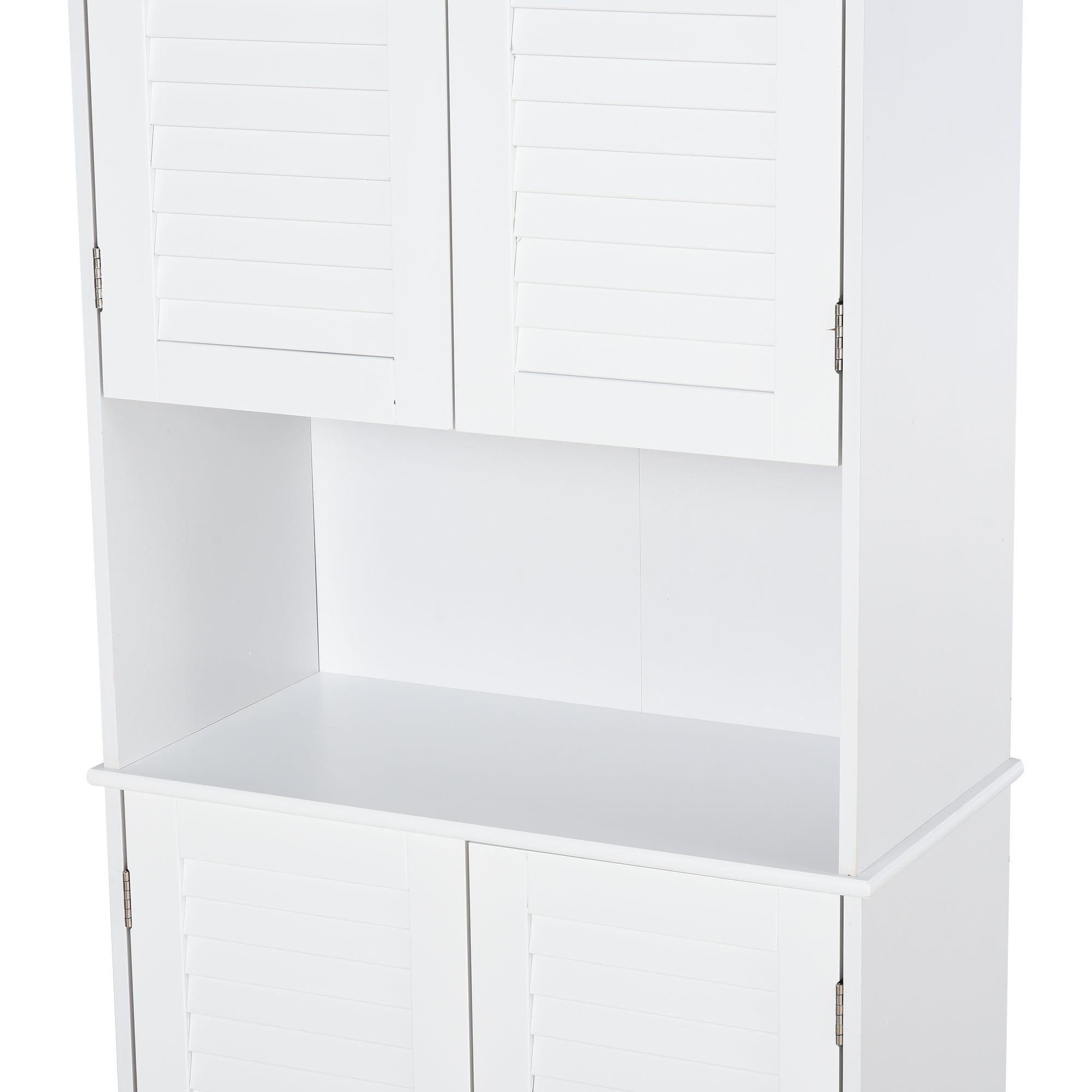 Tall Bathroom Storage Cabinet, Slim Bathroom Cabinet with 4 Shutter Doors and Adjustable Shelves, Toilet Vanity Cabinet, Narrow Organizer, White Bathroom Cabinets   at Gallery Canada