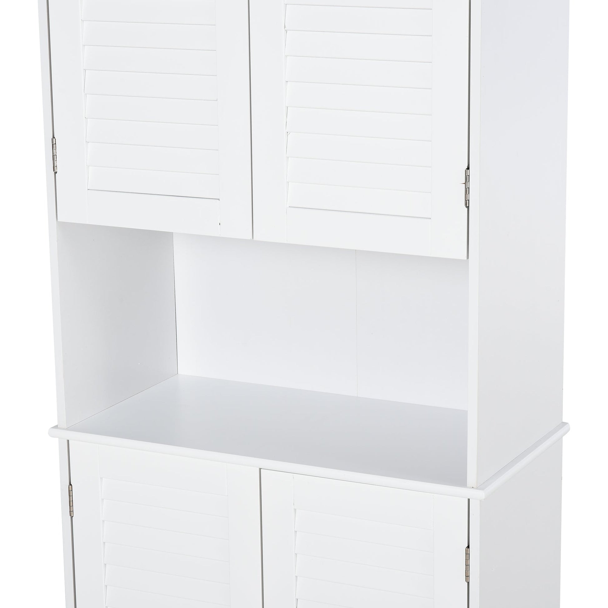 Tall Bathroom Storage Cabinet, Slim Bathroom Cabinet with 4 Shutter Doors and Adjustable Shelves, Toilet Vanity Cabinet, Narrow Organizer, White Bathroom Cabinets   at Gallery Canada