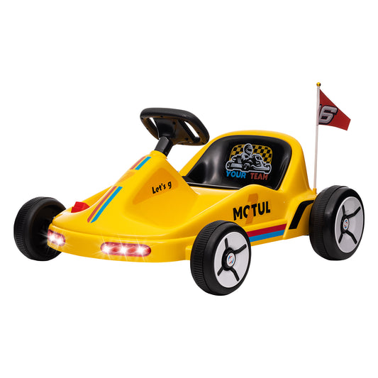 6V Electric Go Kart for Aged 3-5 Kids with Music, Light, Horn, Yellow Electric Ride On Toys at Gallery Canada