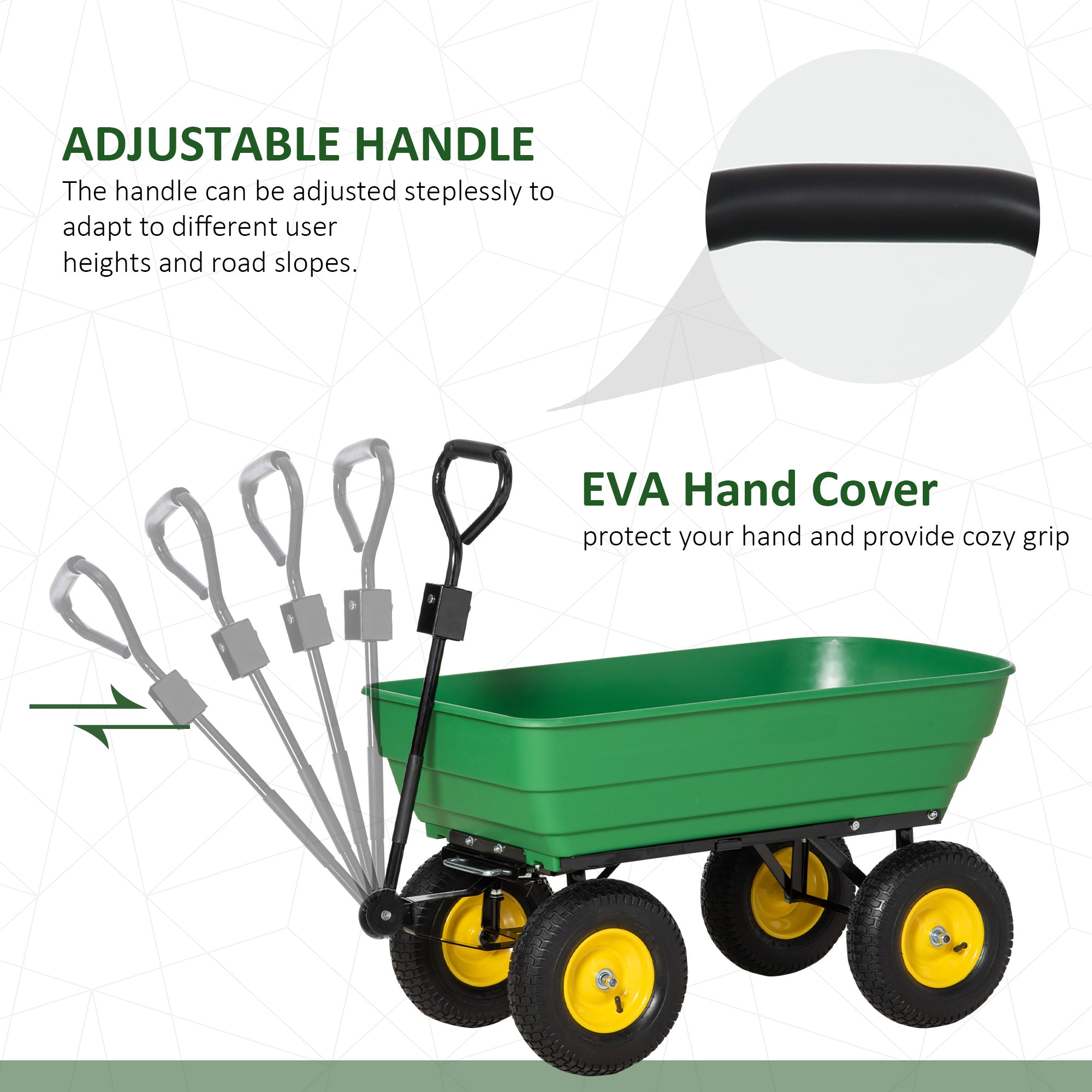 Garden Dump Cart Heavy Duty 440lbs Wagon with Steel Frame and 12