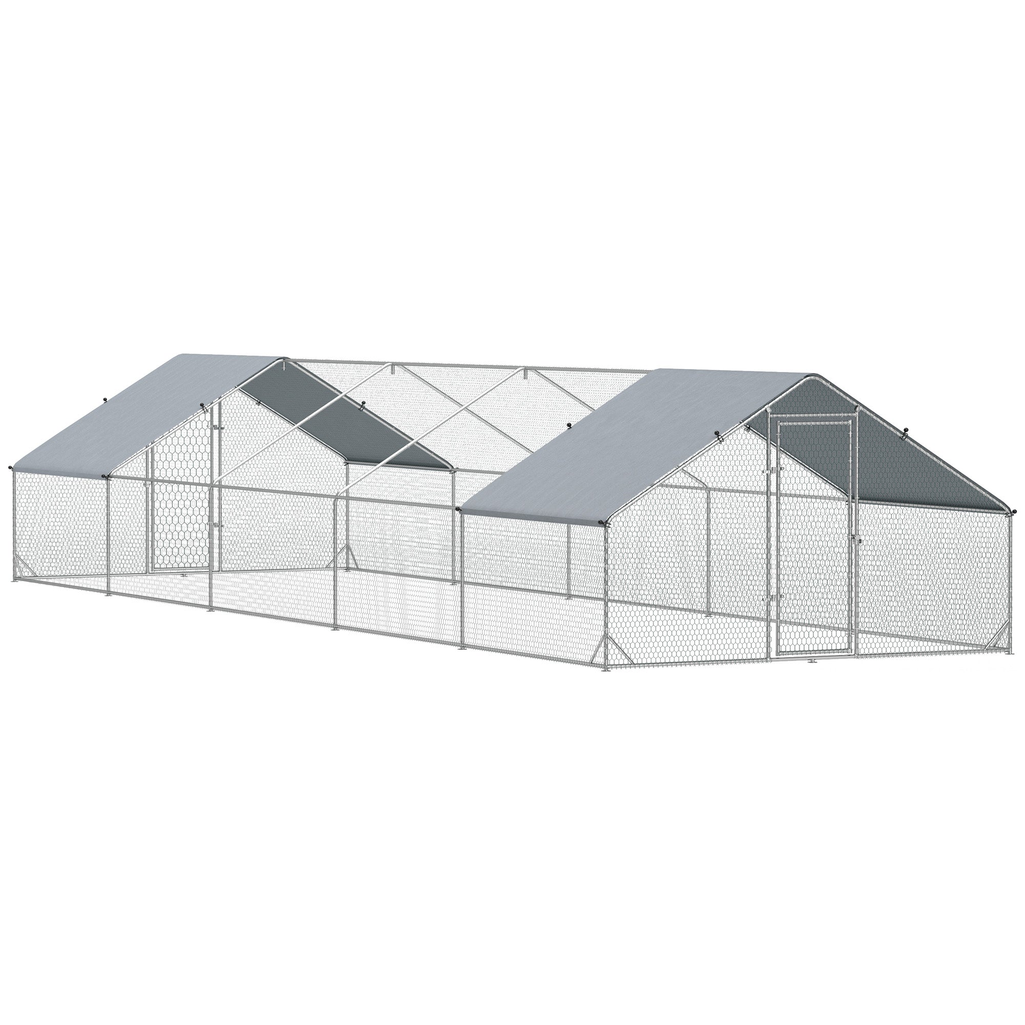Metal Chicken Coop with Water- and UV-Protection Cover for Backyard Hen, Duck, Rabbit, 9.8' x 32.8' x 6.4' Chicken Coops at Gallery Canada