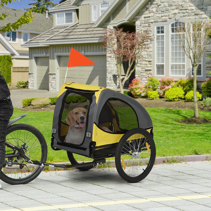 Dog Bike Trailer with Hitch Coupler, Quick Release Wheels, Reflectors, Flag for Medium Dogs, Yellow Dog Bike Trailers & Strollers   at Gallery Canada