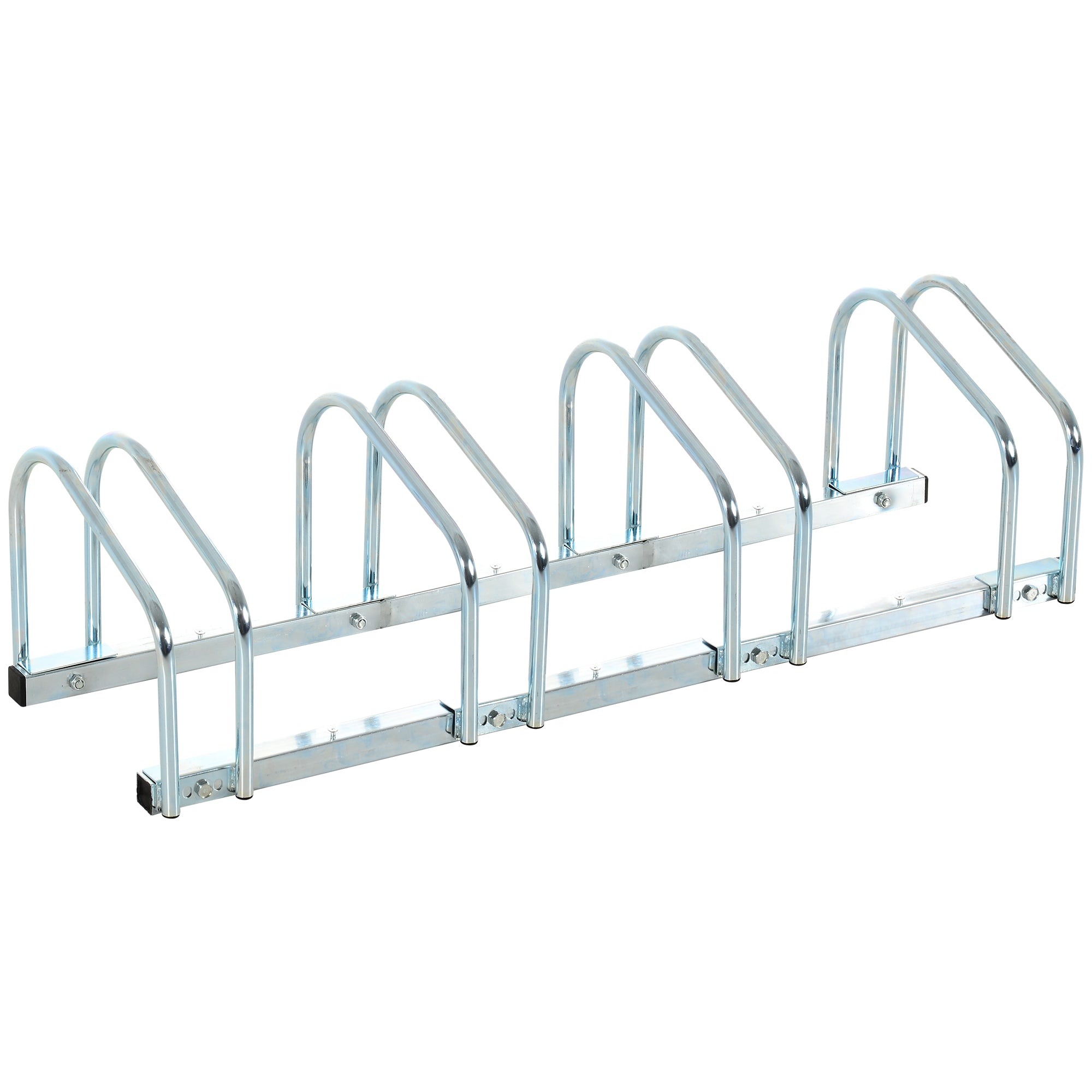 4-Bike Bicycle Floor Parking Rack Cycling Storage Stand Garage Organizer for Indoor and Outdoor Use Silver Bike Parking Stands   at Gallery Canada